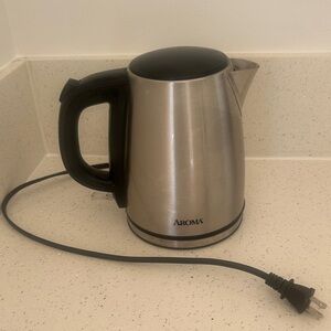 Aroma Home Stainless Steel Electric Kettle - Black and Silver